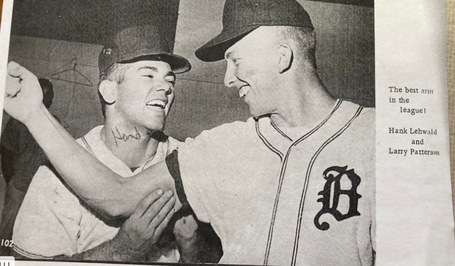 Larry Patterson (right) with his Benedictine teammate and catcher Hank Lehwald.