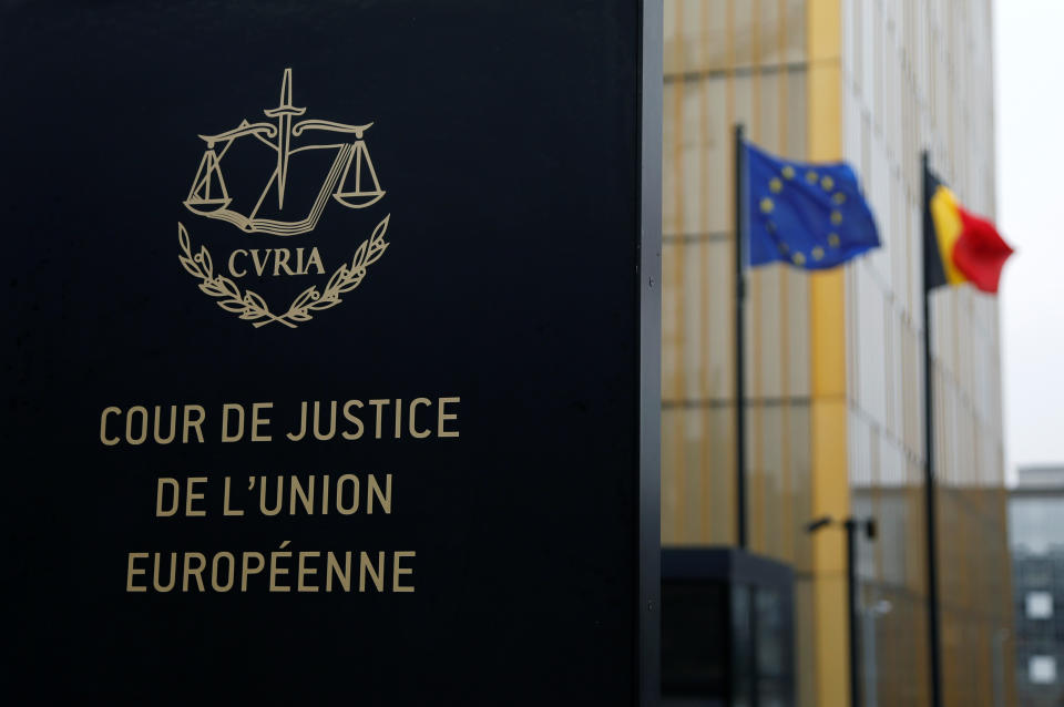 The entrance of the European Court of Justice is pictured in Luxembourg, January 26, 2017. Picture taken January 26, 2017. REUTERS/Francois Lenoir