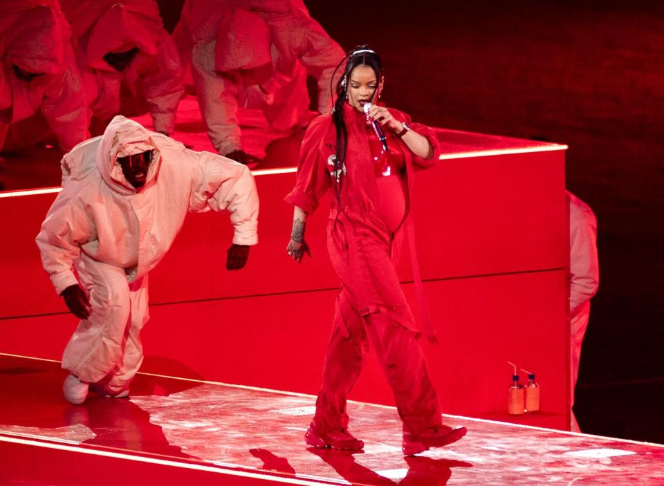 rihanna at the apple super bowl lvii halftime show