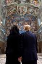 <p>President Donald Trump and first lady Melania visit the Sistine Chapel after a private audience with Pope Francis at the Vatican, May 24, 2017. (Photo: Osservatore Romano/Handout via Reuters) </p>