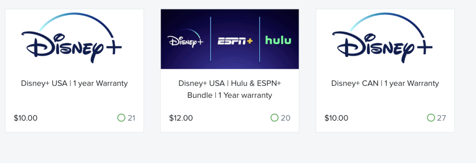 Disney+ accounts for sale on the 'dark web' (Credit: Binary Defense)