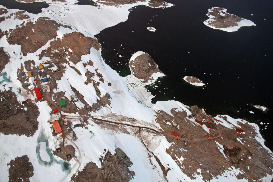 The Australian Antarctic research station of Casey overlooks Vincennes Bay in the Antarctic, as seen in this January 11, 2008 aerial file photo. / Credit: TORSTEN BLACKWOOD/AFP via Getty