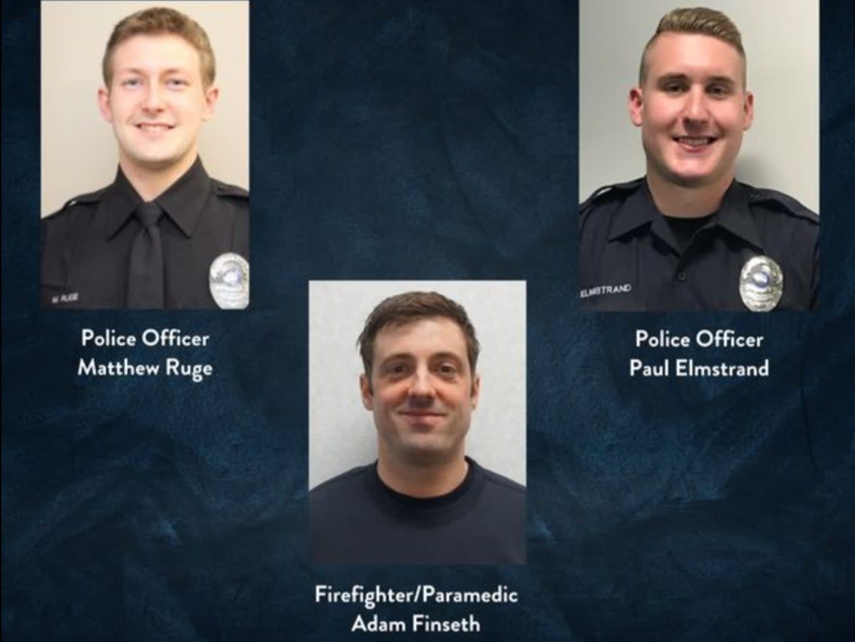 Burnsville police officers Matthew Ruge, Paul Elmstrand, and Burnsville fire-paramedic Adam Finseth were killed during a barricaded suspect incident in Burnsville, Minnesota (Rochester Fire Department)