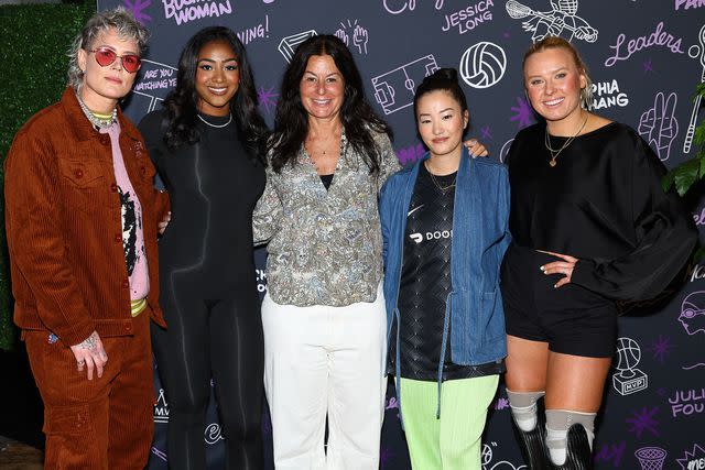 <p>Arturo Holmes/Getty </p> Ashlyn Harris, Deja Kelly, Andrea Brimmer, Sophia Chang, and Jessica Long attend 2023 espnW Summit NYC at 1 Hotel Brooklyn Bridge on May 04, 2023 in Brooklyn, New York