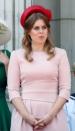 <p>Princess Beatrice looked elegant in this light pink dress and red wicker hat at <a href="https://www.townandcountrymag.com/society/tradition/g21240351/trooping-the-colour-2018-photos/" rel="nofollow noopener" target="_blank" data-ylk="slk:Trooping the Colour;elm:context_link;itc:0;sec:content-canvas" class="link ">Trooping the Colour</a> 2018. </p>