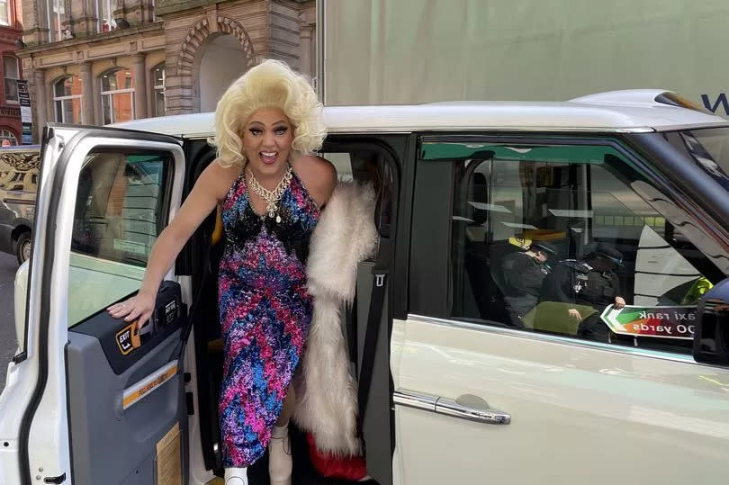 Liverpool drag queen Lady Sian at the new Rainbow Taxi Rank