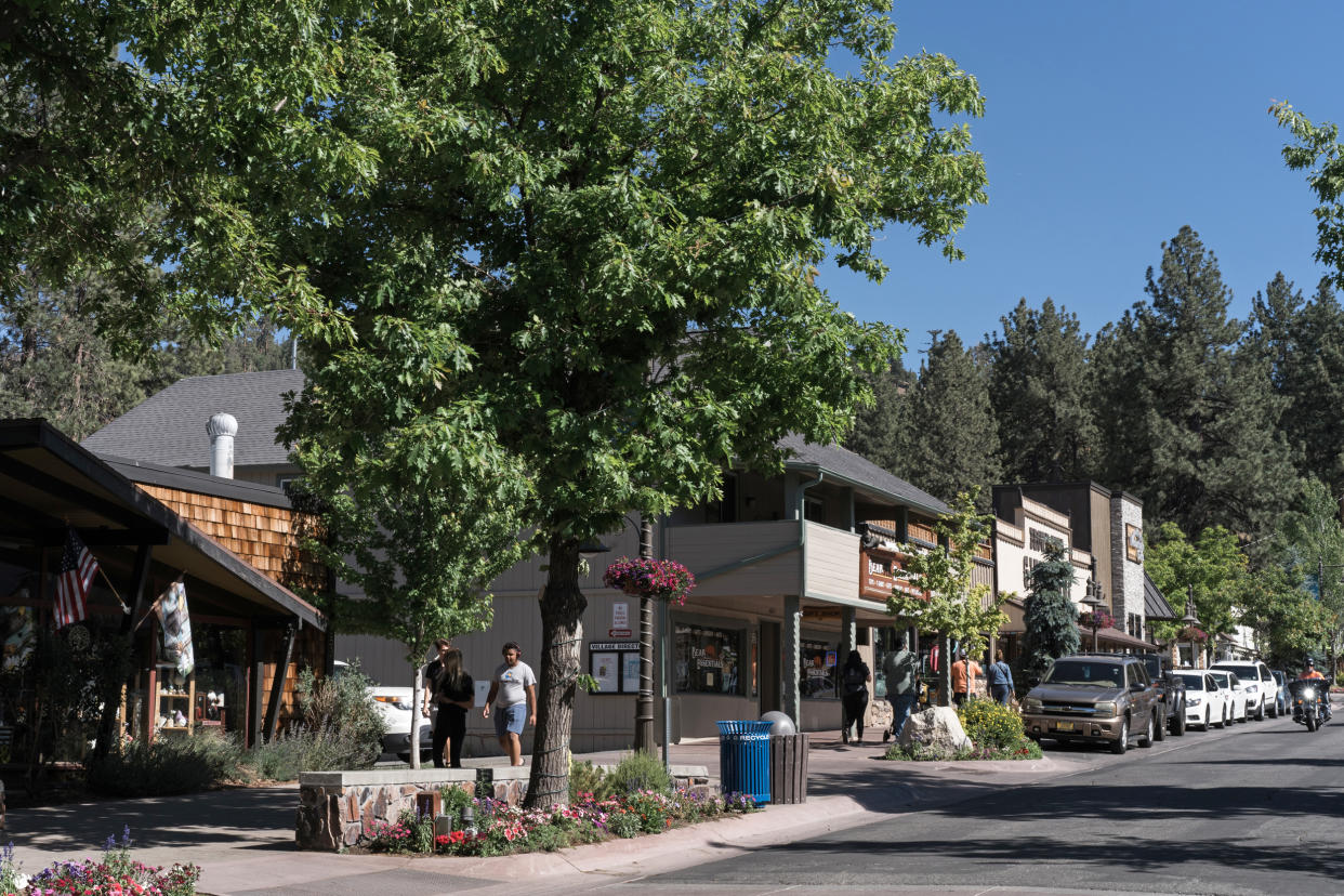 Image: Shops along Pine Knot Avenue at The Village Shops and Courtyard  on June 19, 2022. (Gabriella Angotti-Jones for NBC News)