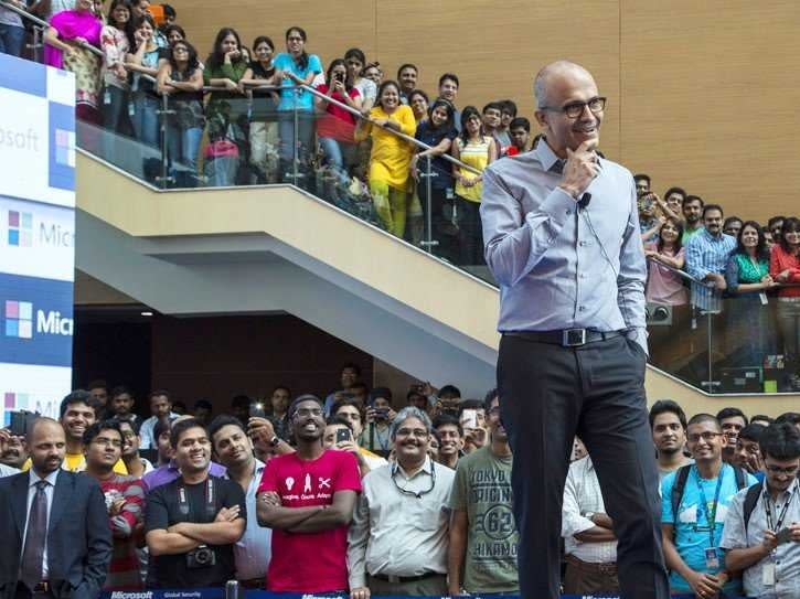 Satya Nadella talks to troops