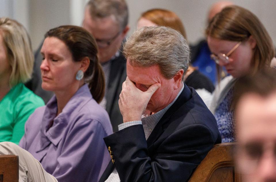 John Marvin Murdaugh, brother of Alex Murdaugh, listens to testimony in the gallery during his brothers trial at the Colleton County Courthouse in Walterboro, Thursday, Feb. 16, 2023. Grace Beahm Alford/The Post and Courier/Pool