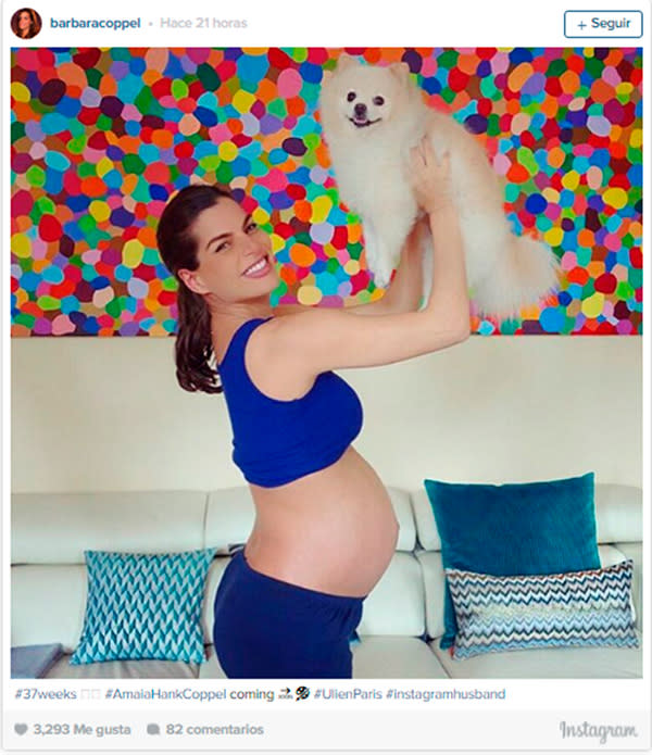Ya casi! Bárbara Coppel presume su 'baby bump' a sus 37 semanas de embarazo