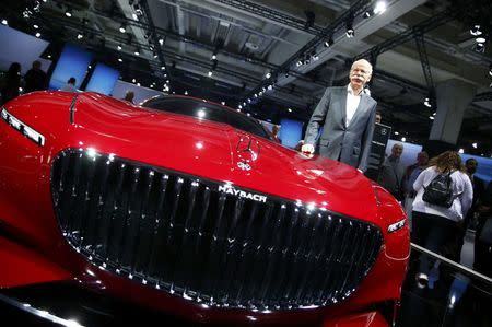 Daimler CEO Dieter Zetsche poses near the Mercedes Maybach 6 car before the Daimler annual shareholder meeting in Berlin, Germany, March 29, 2017. REUTERS/Hannibal Hanschke