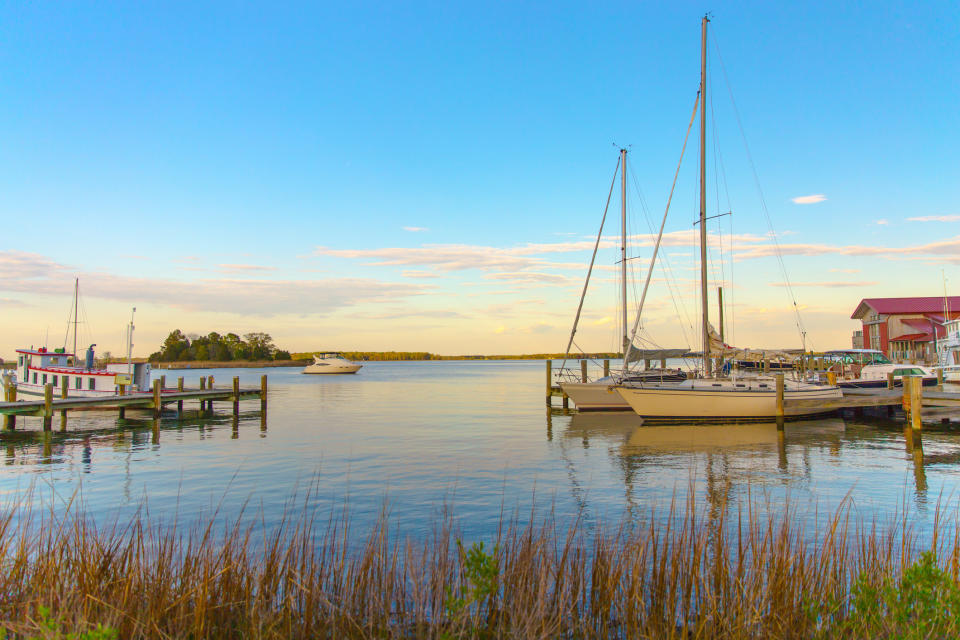 Boats docked in St. Michaels, Maryland.