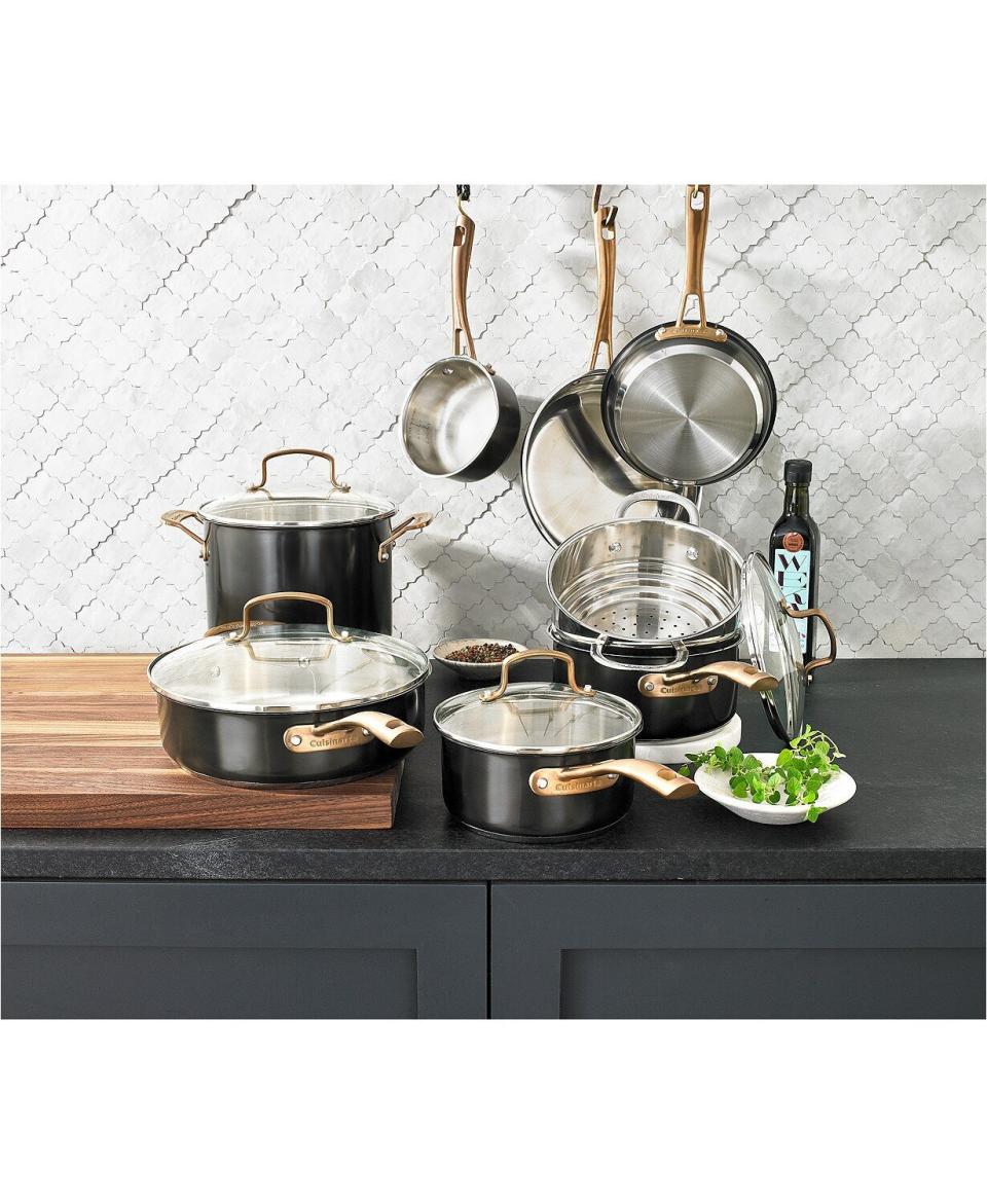 For anyone hoping that their kitchen can still be an extension of their&nbsp;aesthetic, this onyx and rose gold set from Cuisinart might just touch their soul. The set includes two saucepans, an open-pour saucier and two skillets. <a href="https://fave.co/2O3fuU4" target="_blank" rel="noopener noreferrer"><strong>Originally $300, get the set for $130 at Macy's</strong></a>.