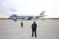 <p>Air Force One sits on the tarmac after President Donald Trump and First Lady Melania arrived at Orly airport, south of Paris, Thursday July 13, 2017. (Photo: Thibault Camus/AP) </p>