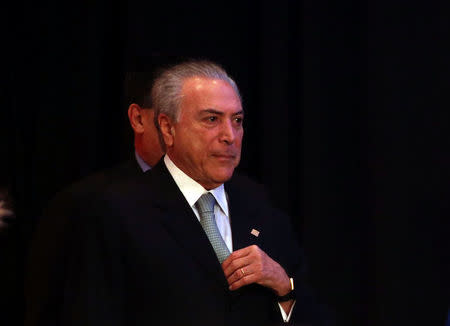 Brazil's President Michel Temer arrives for a working session at the Mercosur trade bloc summit in Mendoza, Argentina July 21, 2017. REUTERS/Marcos Brindicci