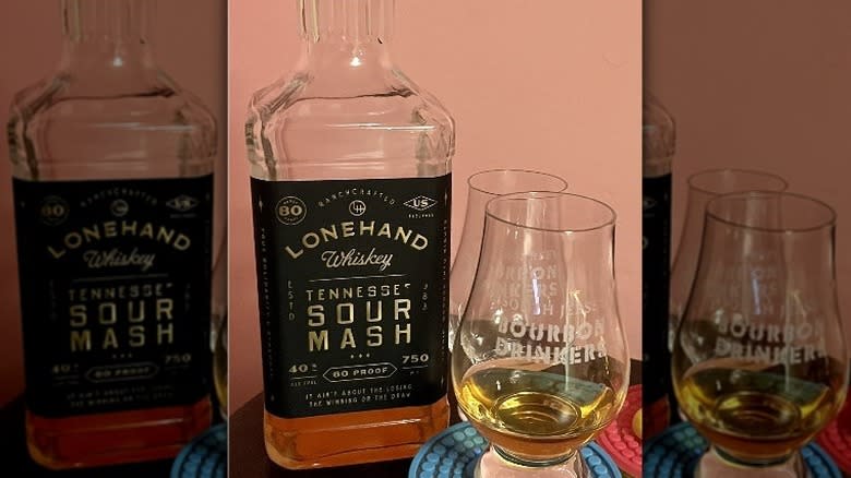 Bottle of Lonehand Whiskey