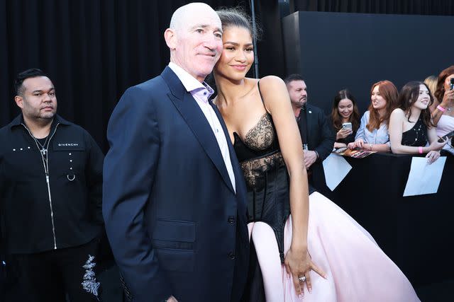 <p>Stewart Cook/Getty Images for Amazon MGM Studios</p> Brad Gilbert and Zendaya at the "Challengers" premiere on April 16