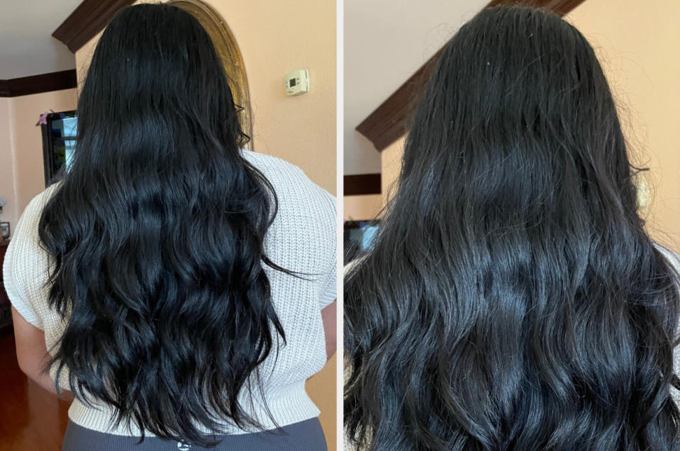 The author is showing what her hair looks like prior to receiving a scalp massage