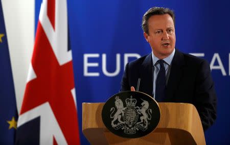 United Kingdom's Prime Minister Cameron addresses a news conference after the EU Summit in Brussels, Belgium, June 28, 2016. REUTERS/Phil Noble