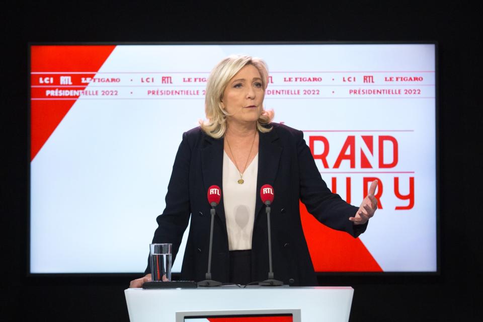 Marine Le Pen, invité du Grand Jury chez nos confrères de RTL-Le Figaro-LCI dimanche 28 novembre 2021 - Nicolas Kovarik - Agence 1827 - RTL