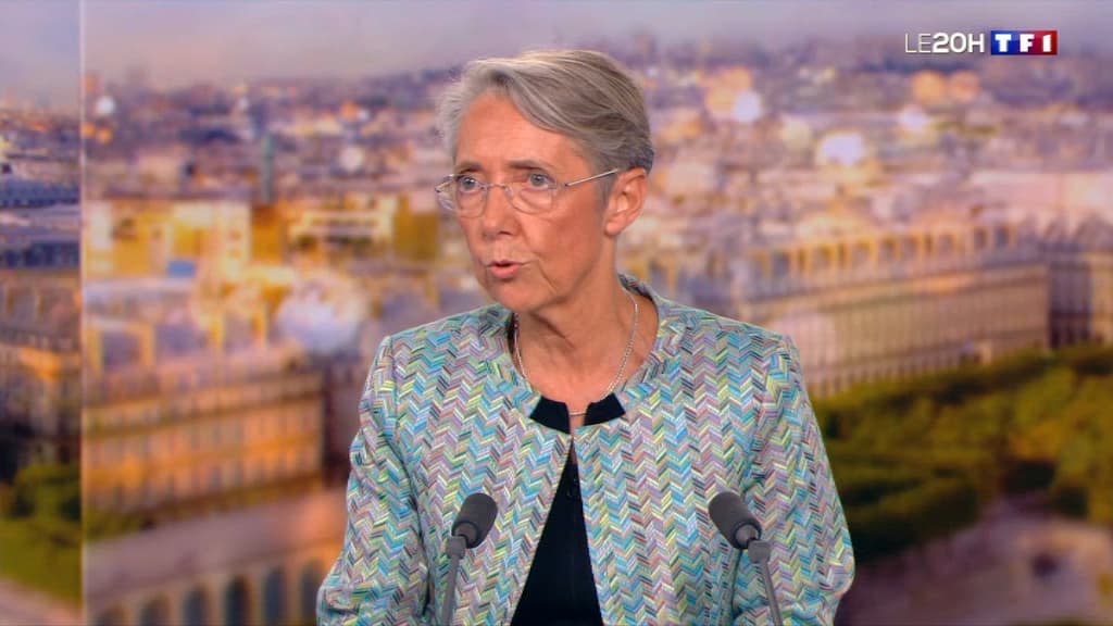 La Première ministre Élisabeth Borne lors d'une interview sur le plateau de BFMTV le 20 mai 2022 - TF1