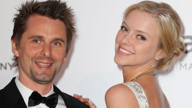 Kate Hudson's ex-fiance Matthew Bellamy hit amfAR's 22nd Cinema Against AIDS Gala red carpet in Cannes, France with a new lady by his side. Elle Evans stuck close to the 36-year-old Muse rocker as the two posed for pics at the 68th annual Cannes Film Festival's biggest event. Bellamy's 25-year-old date even went so far as to plant a kiss on the musician's cheek. Getty Images The two reportedly got together in April after being introduced by mutual friends. <strong> PHOTOS: See the Stylish Stars at the Cannes Film Festival </strong> If Evans looks familiar, you might recognize her as one of the dancers from Robin Thicke's "Blurred Lines" -- or you're just confusing her for Hudson who she sort of resembles. Vevo <strong> NEWS: Is Kate Hudson Dating Derek Hough After Calling Off Engagement? </strong> After four years together, Bellamy and Hudson, 36, split in Dec. 2014 and from the looks of several sightings, have remained amicable. They have a three-year-old son, Bingham, together. Getty Images <strong>What do you think of this new couple alert? </strong>After Hudson's breakup from Bellamy, there was a rumor that she was dating <em>Dancing with the Stars</em> pro Derek Hough. See how that story got started: 