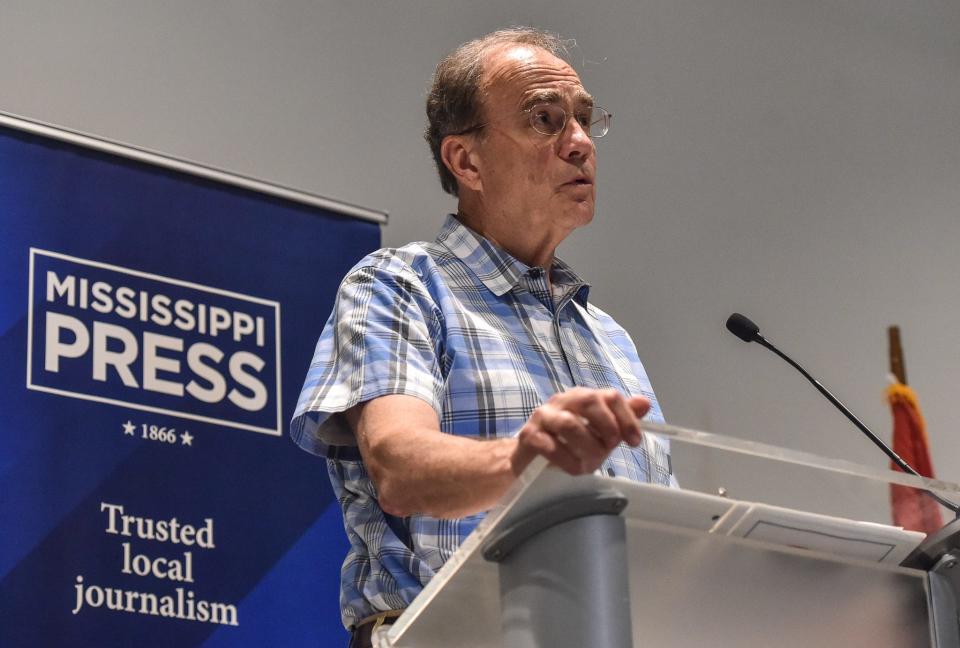 Lt. Gov. Delbert Hosemann speaks to the press at the Mississippi Press Awards candidate forum at the Sheraton Refuge Hotel and Conference Center in Flowood on Friday, June 16.