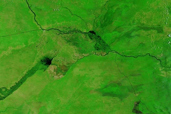 The Zambezi River prior to spring flooding, seen on February 21, 2014.
