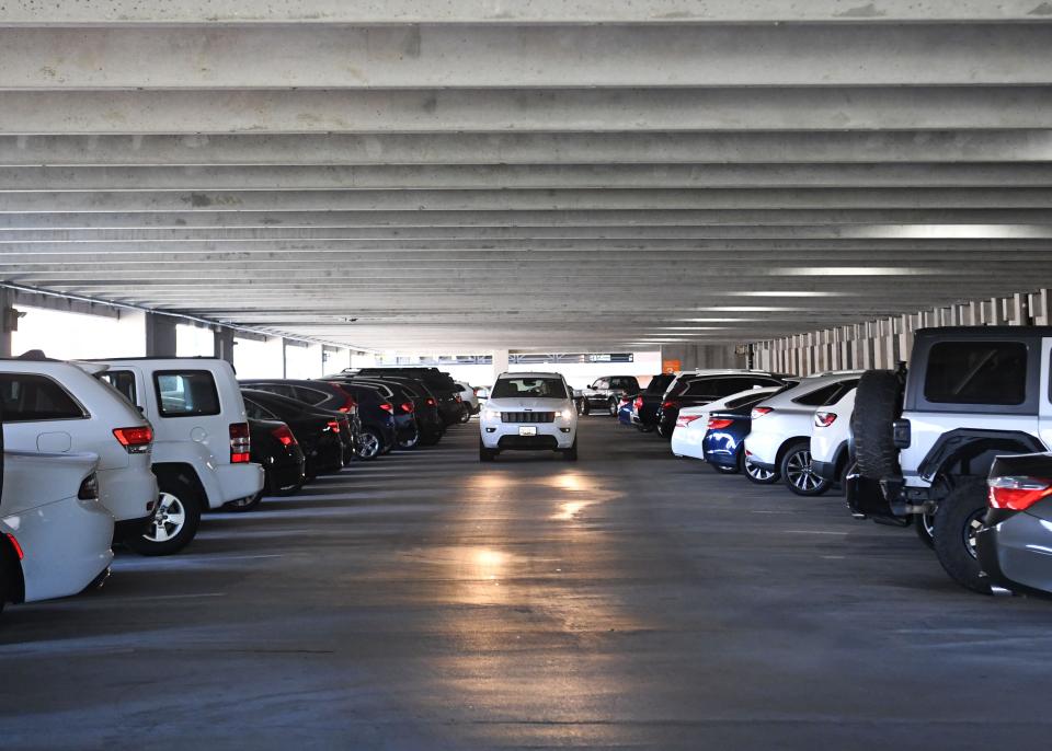 A car looking for a spot in the Lake Avenue parking garage at the University of Tennessee at Knoxville on September 27, 2023.