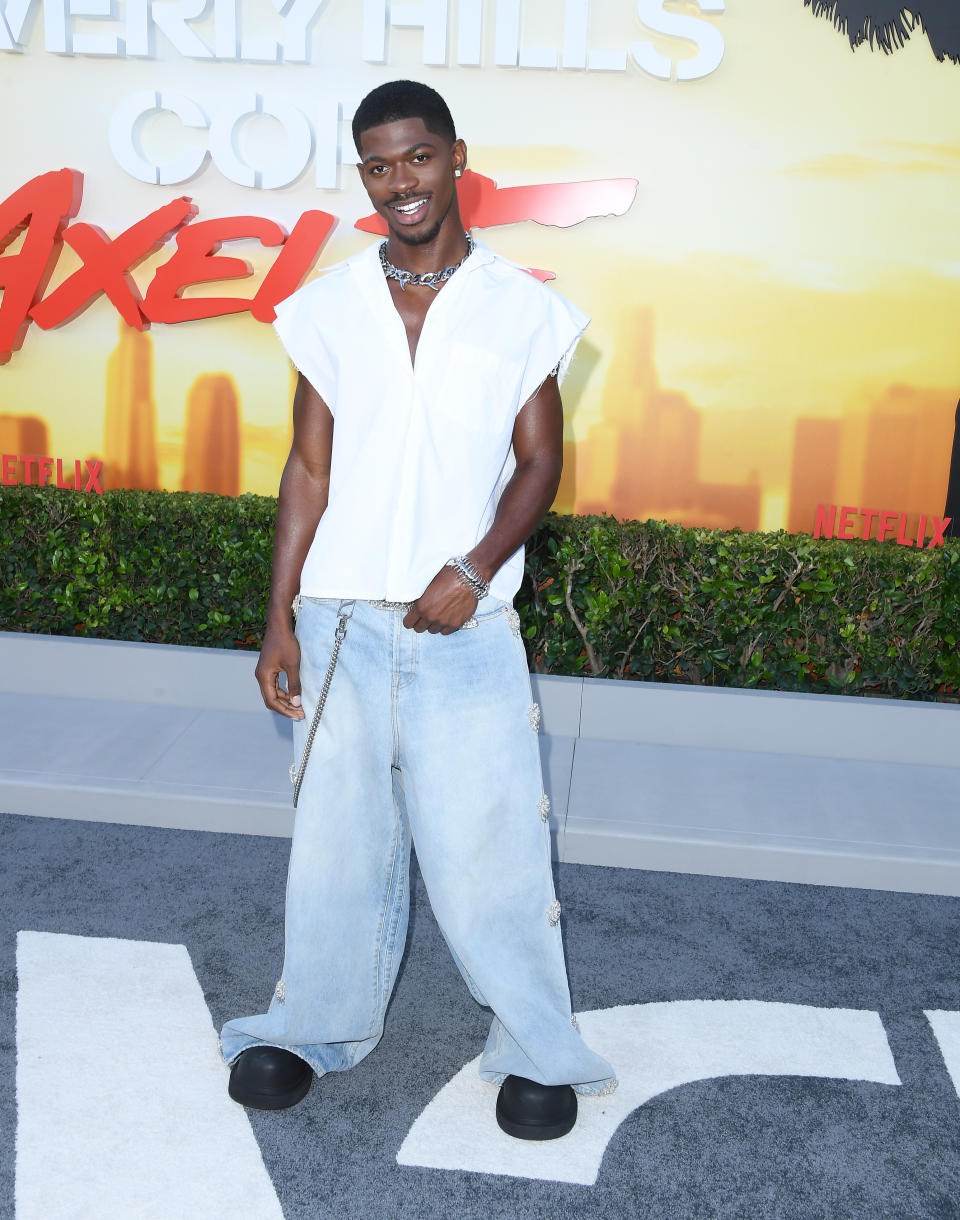 BEVERLY HILLS, CALIFORNIA - JUNE 20: Lil Nas X arrives at the Los Angeles Premiere Of Netflix's "Beverly Hills Cop: Axel F" at Wallis Annenberg Center for the Performing Arts on June 20, 2024 in Beverly Hills, California. (Photo by Steve Granitz/FilmMagic)