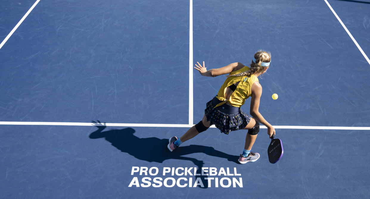 SAN CLEMENTE, CA - JUNE 27: The Pro Pickleball Association hosts the Orange County Cup in San Clemente where 14-yer-old Anna Leigh Waters, pictured, competes in the womens singles against Lea Jansen on Sunday, June 27, 2021. Jansen took the trophy.  (Photo by Mindy Schauer/Digital First Media/Orange County Register via Getty Images)