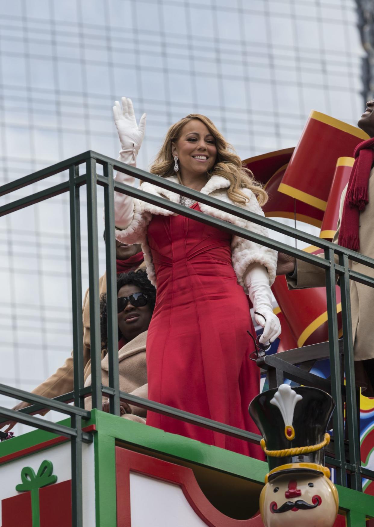 New York, NY USA - November 26, 2015: Mariah Carey rides float at the 89th Annual Macy's Thanksgiving Day Parade on Columbus Circle