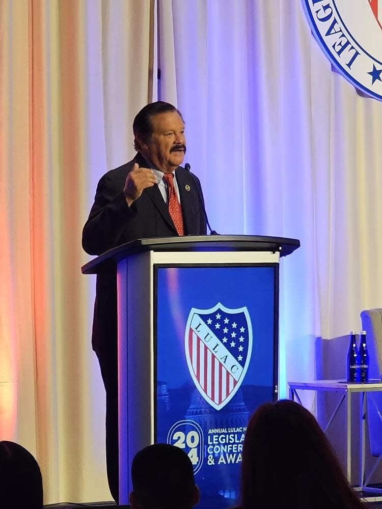 Domingo Garcia, president of the League of United Latin American Citizens (LULAC), spoke Feb. 14, 2024 at the organization's conference in Washington, D.C.