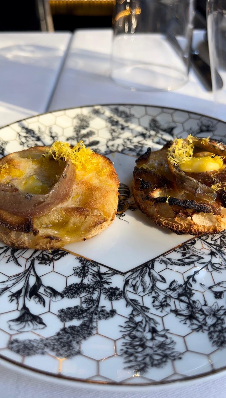 Pane burro e alici crostini at Lucciola in New York City