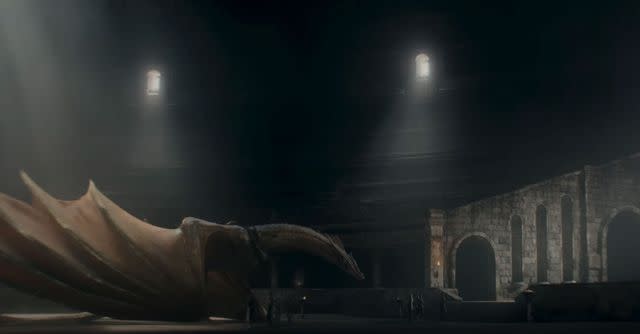<p>Max/Youtube</p> Aegon's dragon Sunfyre in the Dragonpit in 'House of the Dragon' season 2
