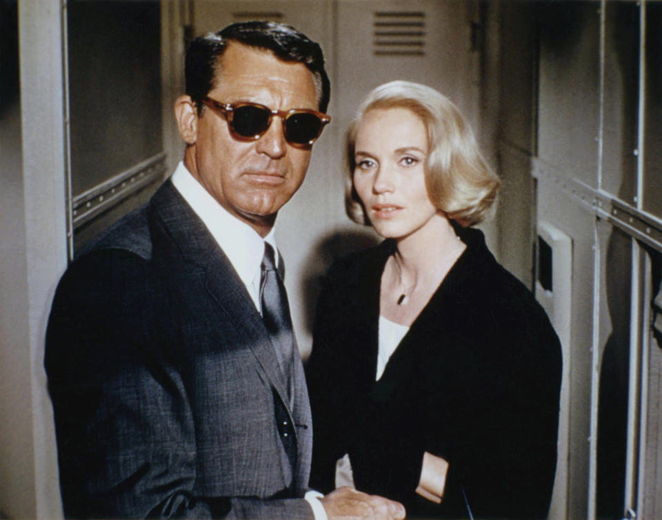 Cary Grant and Eva Marie Saint on the set of 