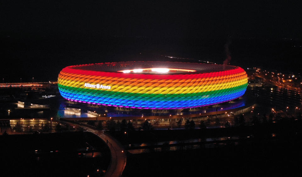 Die Allianz Arena am Erinnerungstags im deutschen Fußball am 30. Januar 2021 (Bild: Alexandra Beier/Getty Images)