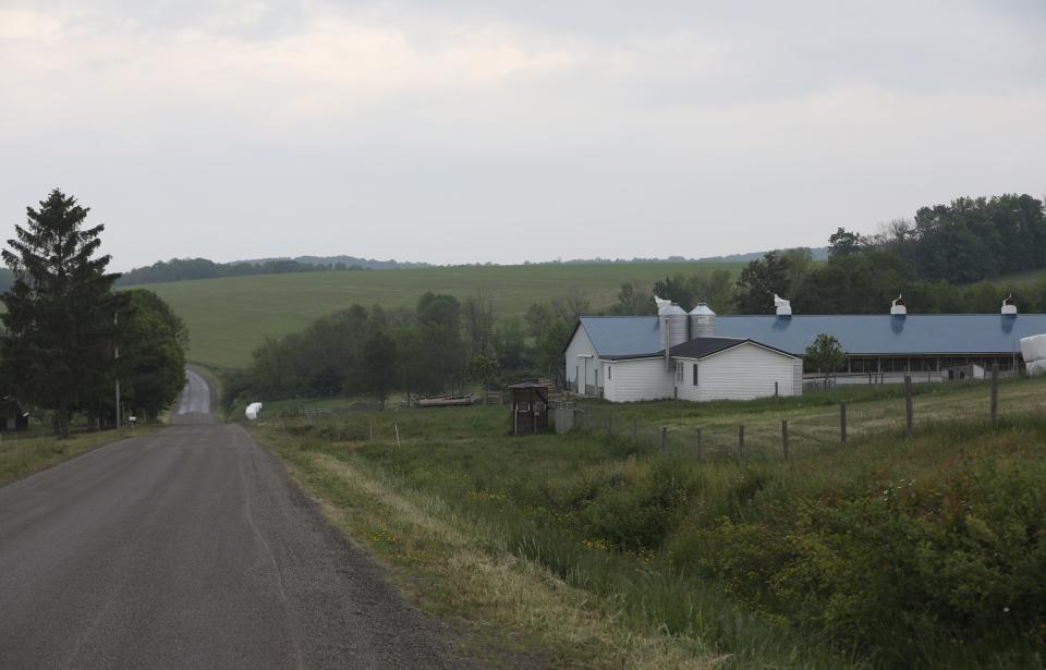 One of the places wind turbines are proposed to be built are on the hills behind the farm building on West Centerville Road in the Town of Rushford.