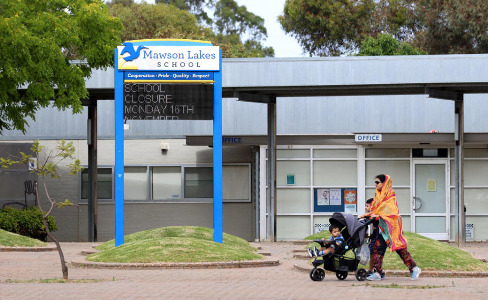 General view of the Mawson Lakes school, closed after a positive Covid-19 case was detected at the school in Adelaide.