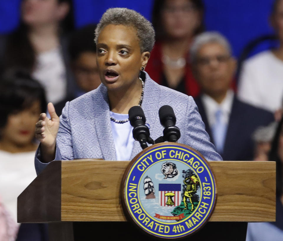 Chicago Mayor Lori Lightfoot speaks during her inauguration ceremony in May. (Photo: Jim Young/AP)