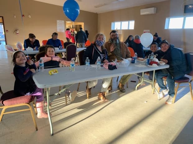 Some members of Elsipogtog First Nation waited to hear the winner announced Saturday evening.  (Submitted/Kylie Francis - image credit)