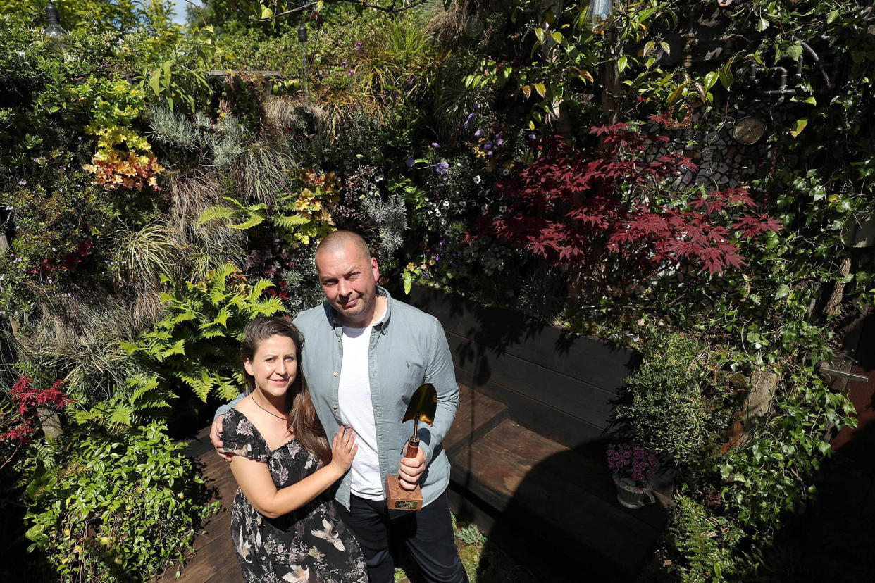 B&Q Gardener of the Year Gary McLaughlan, with his wife Lindsey (Scott Heppell/PA)