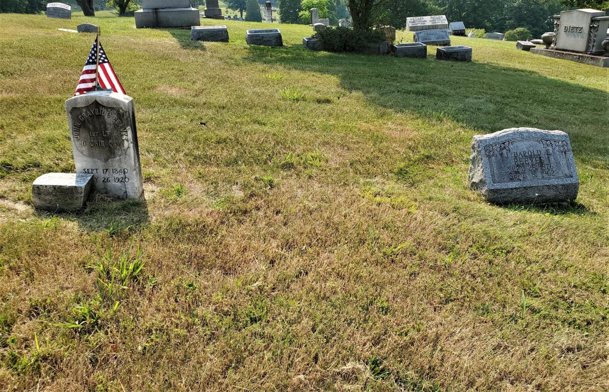 Elizabeth Reeves' unmarked grave sits between her husband John's and son Harold's in Lancaster's Forest Rose Cemetery. Thanks to the efforts of the Fairfield County Heritage Association, Elizabeth now has a headstone, after 125 years.