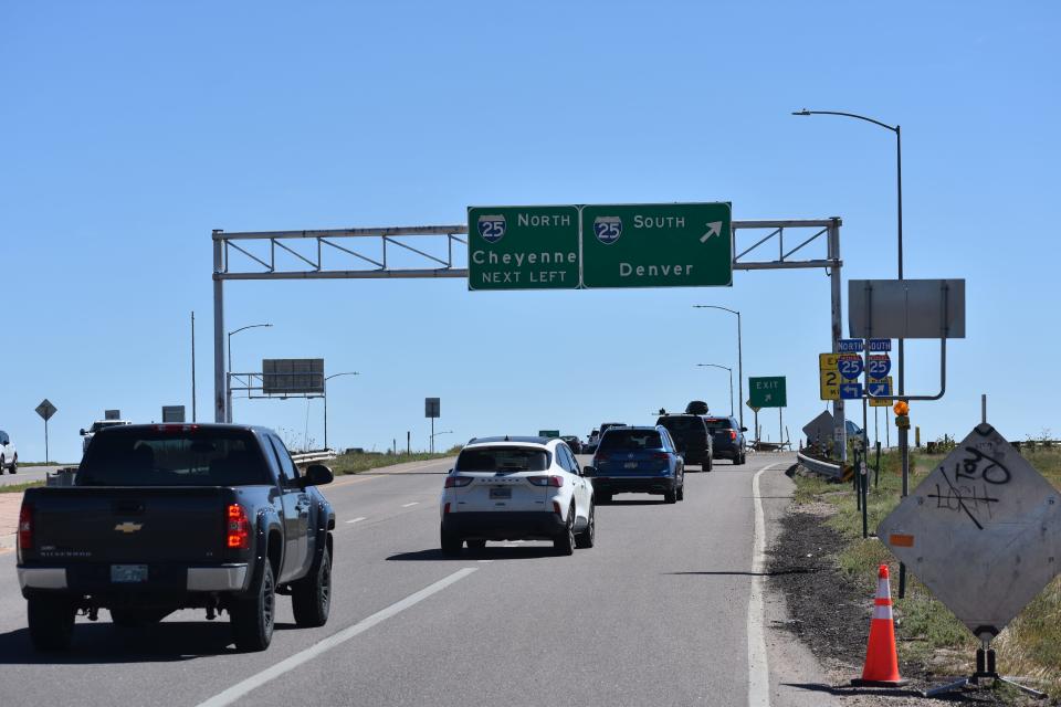 Vehicles merge right to the southbound on-ramp at Mulberry Street/Colorado Highway 34 and Interstate 25 interchange in Fort Collins on Thursday. Plans are in the works for a major renovation of the interchange built in 1966.