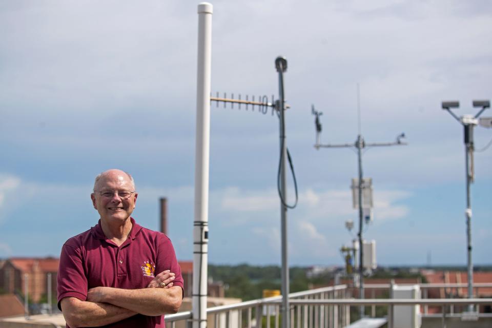 Henry Fuelberg, FSU professor of meteorology, poses for a portrait on campus Thursday, July 21, 2022 in Tallahassee, Fla.