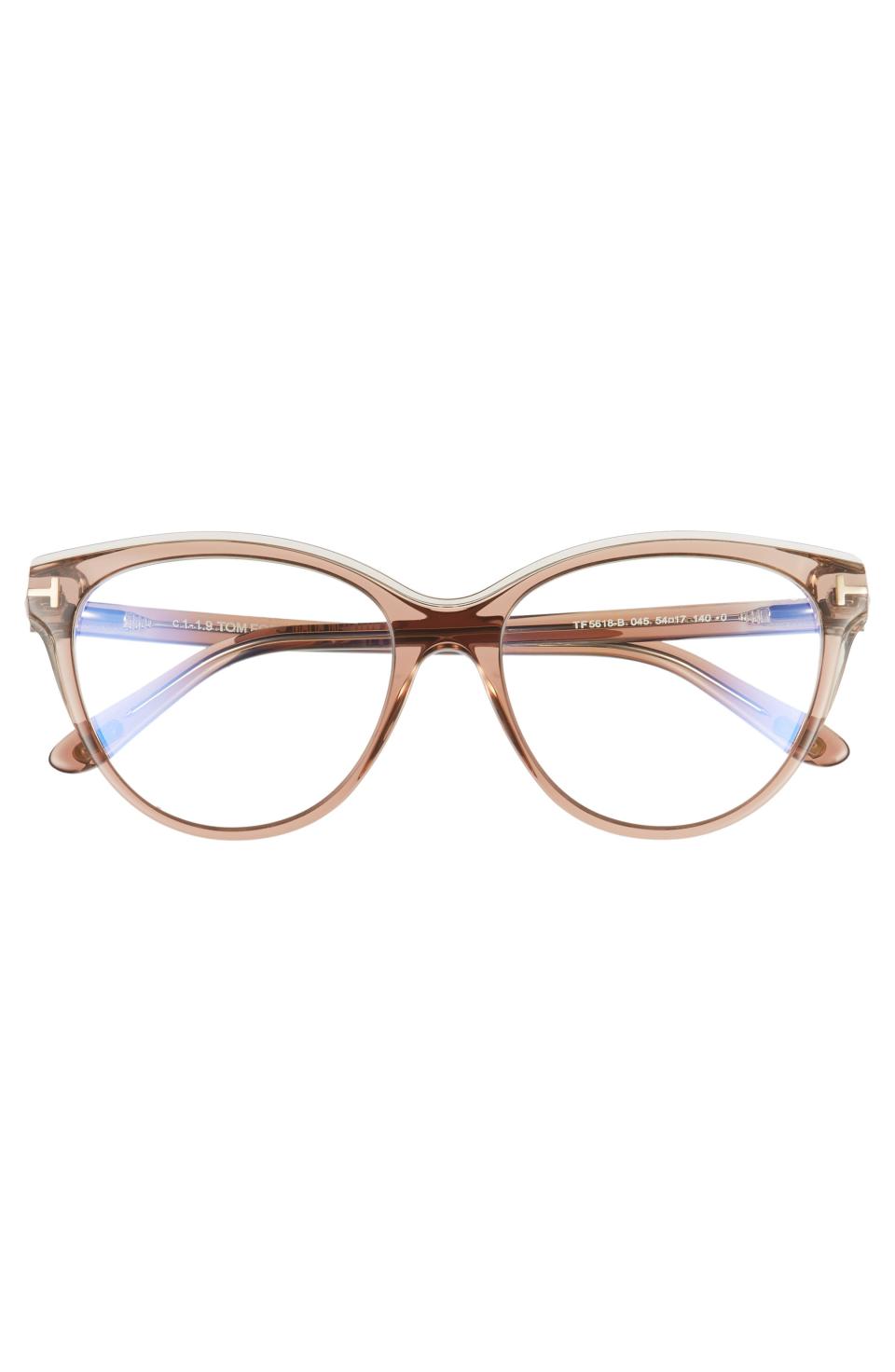 12) Tom Ford 54mm Blue-Light-Blocking Cat Eye Glasses