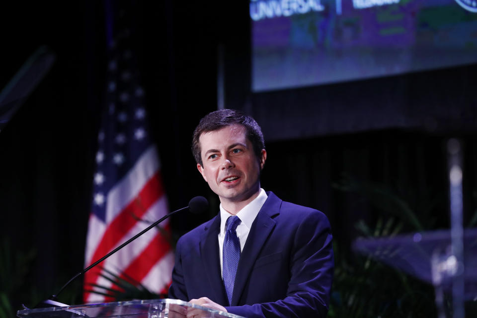 Democratic presidential candidate and South Bend, Ind., Mayor, Pete Buttigieg speaks during a forum on Friday, June 21, 2019, in Miami. (AP Photo/Brynn Anderson)