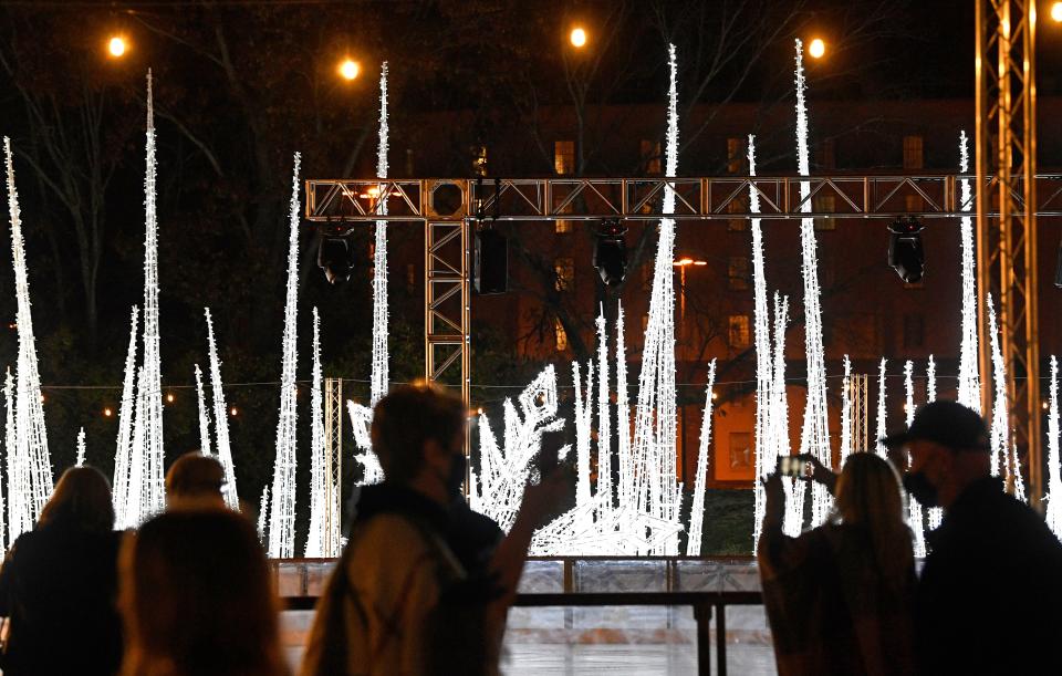 Guests look out at the Opryland lights on Nov. 13, 2020.