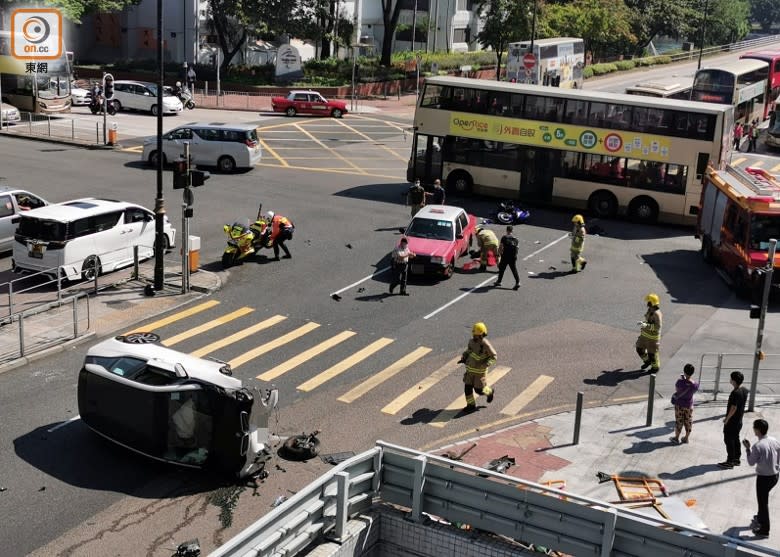 現場沙田鄉事會路一個十字路口。(朱偉坤攝)