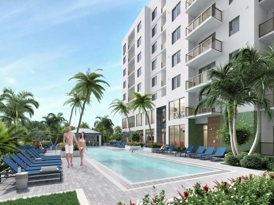 A rendering of the pool at Shoma Village in Hialeah. 